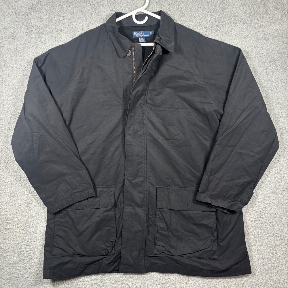 Polo Ralph Lauren Jacket Mens L Black Field Barn Chore Coat Full Zip Button 2180